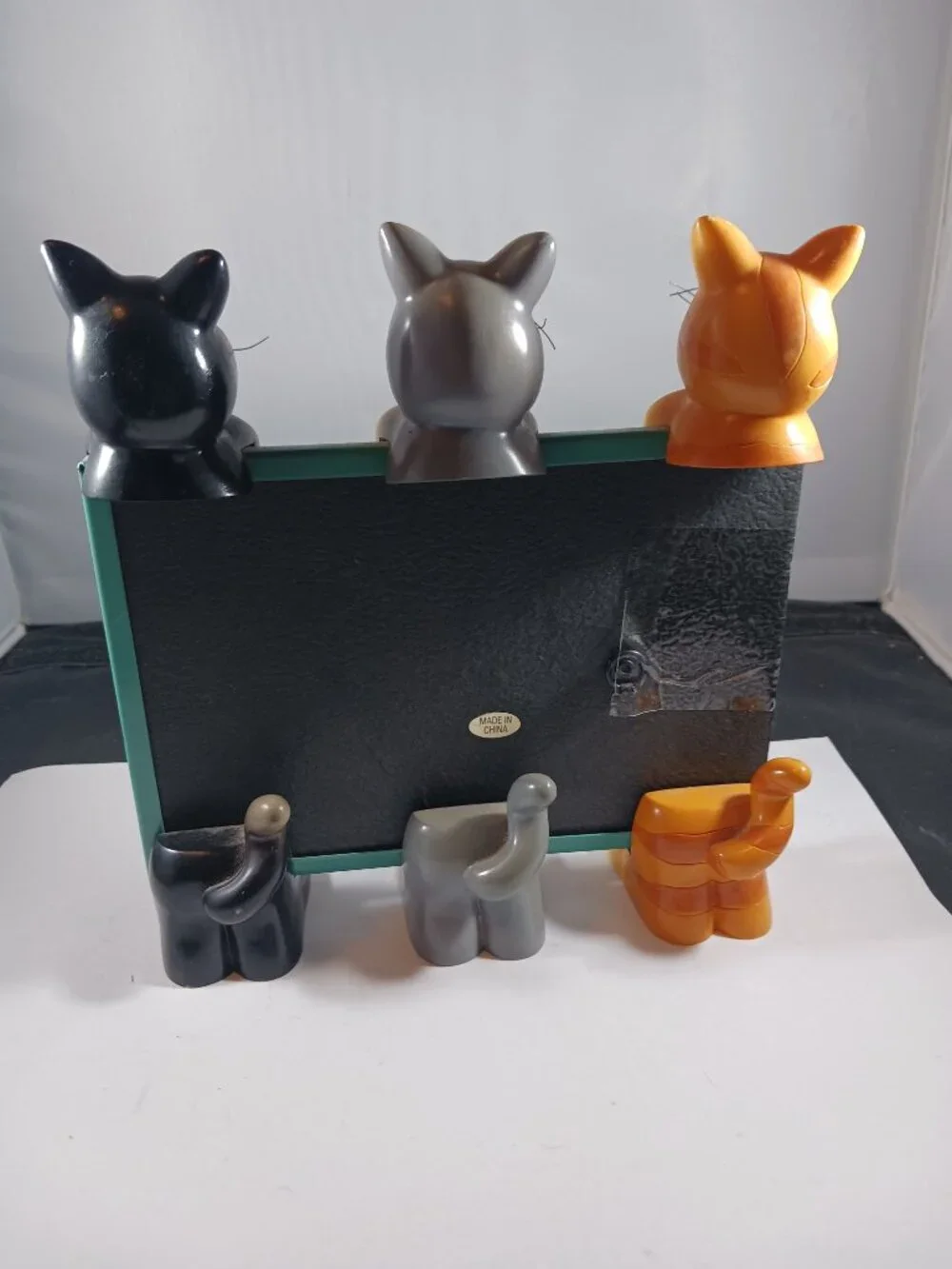 Vintage Hand Painted Resin Cat Picture Frame Standing Cats